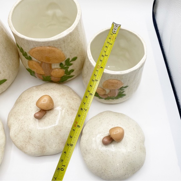 Mushroom Ceramic Canister Cookie Jar Set Snacks Adorable Vintage 3 Piece… - Picture 5 of 9